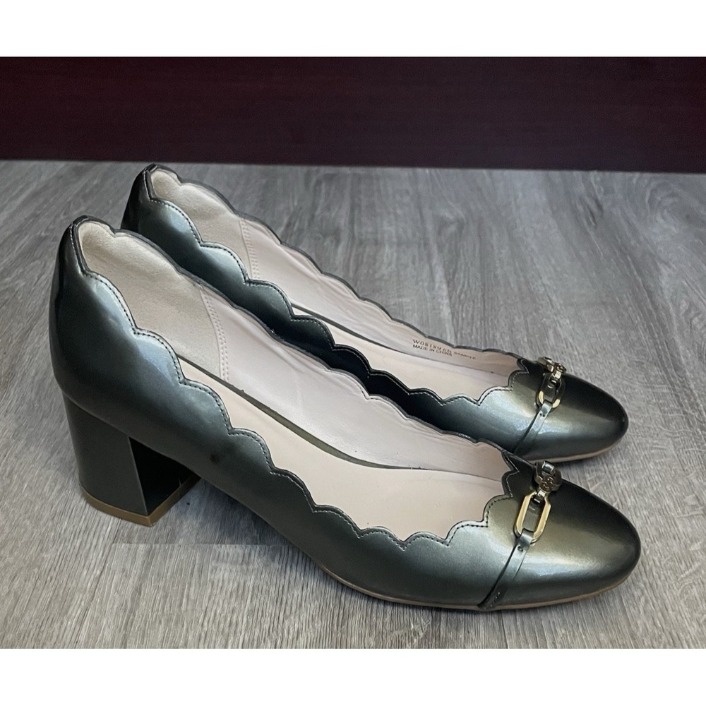 Cole Haan Grand OS Signature Women's Block Heels Pumps 6 B Pewter Patent Later